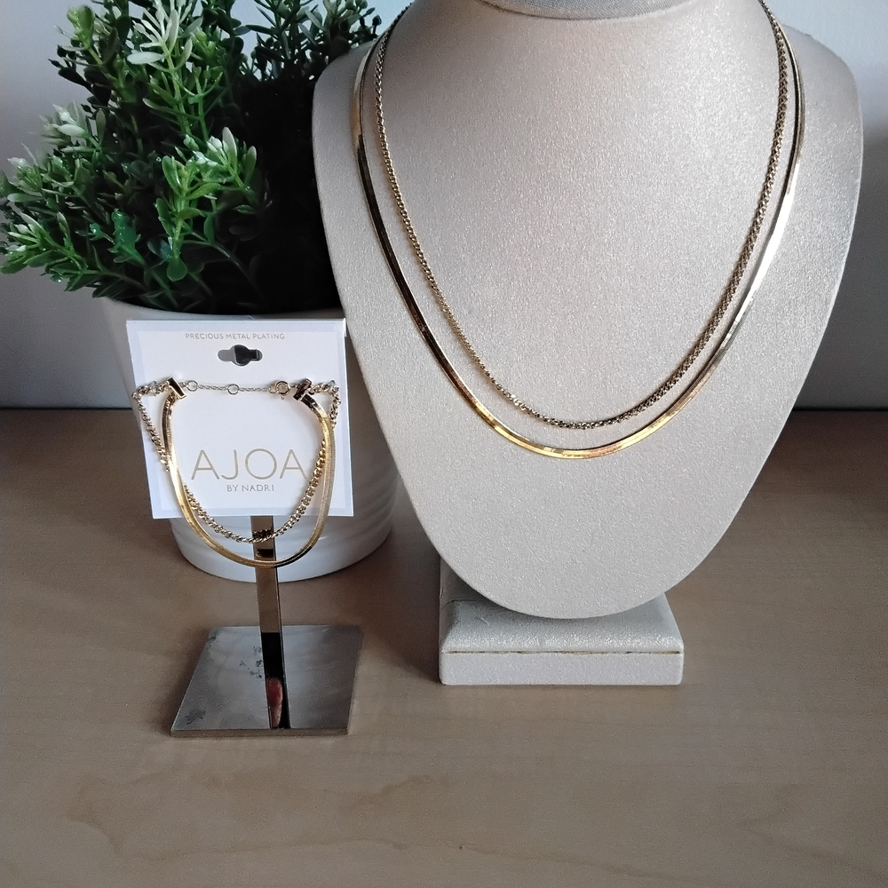 AJOA By Nadri Gold Necklace and Bracelet Set.